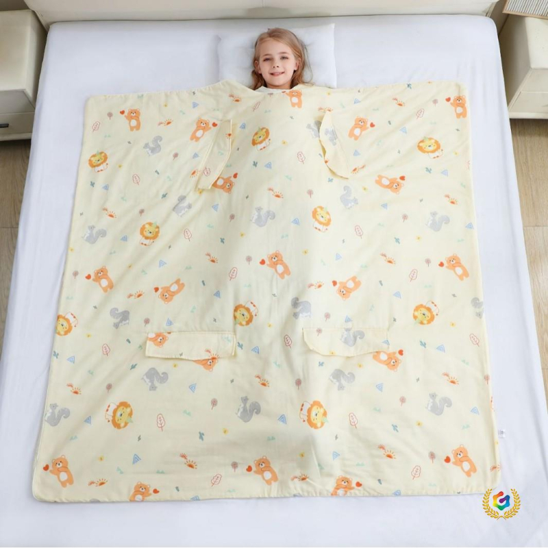 Spavaća vreća za djecu i bebu, 100% pamuk, punilo od poliester vlakana i svile, četiri sezone s ventilacijskim otvorima, težina 1,25–1,5 kg