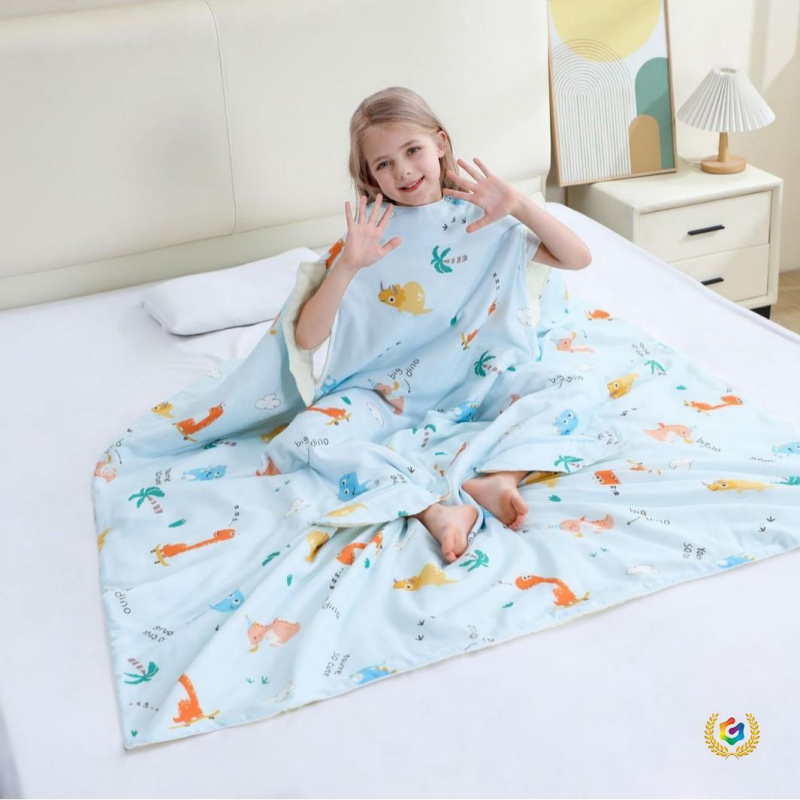 Spavaća vreća za djecu i bebu, 100% pamuk, punilo od poliester vlakana i svile, četiri sezone s ventilacijskim otvorima, težina 1,25–1,5 kg