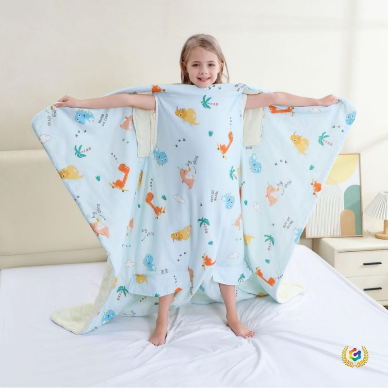 Spavaća vreća za djecu i bebu, 100% pamuk, punilo od poliester vlakana i svile, četiri sezone s ventilacijskim otvorima, težina 1,25–1,5 kg