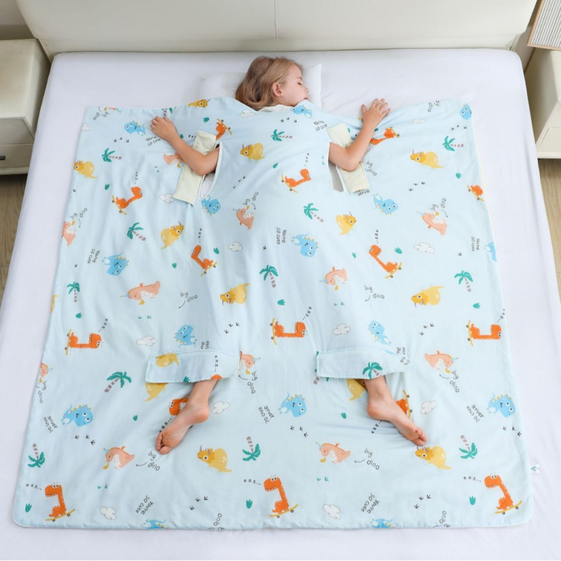 Spavaća vreća za djecu i bebu, 100% pamuk, punilo od poliester vlakana i svile, četiri sezone s ventilacijskim otvorima, težina 1,25–1,5 kg