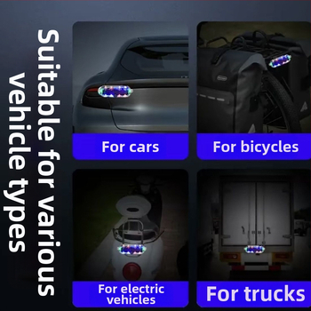 Solárne LED zadné svetlo pre motocykle a elektrické vozidlá, farebné blikajúce varovné svetlo, bez zapojovania káblov