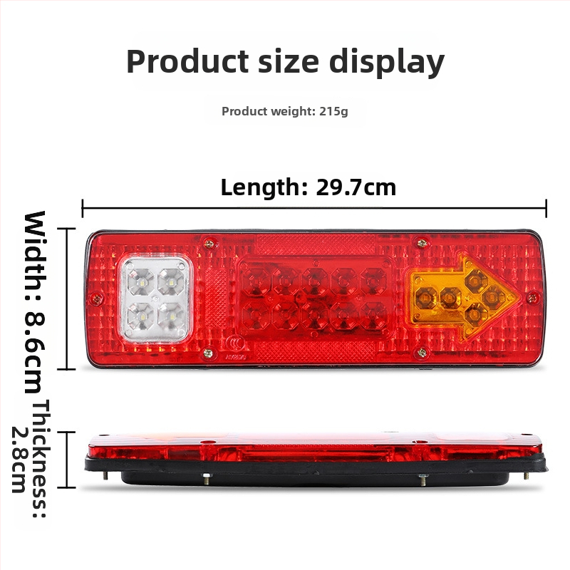 LED stražnja svjetiljka za poljoprivredna vozila, 12V–24V, 5W, kućište od polikarbonata, boja svjetla 6000K, vijek trajanja 50.000 h, kompatibilno s kamionima, kombijima i prikolicama