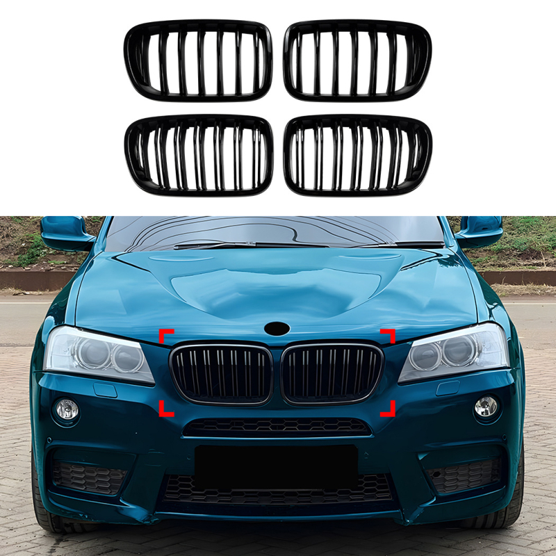 BMW X3 F25 2011-2013 Prednja rešetka branika, središnji dio, jednostruka/dvostruka linija, ABS plast