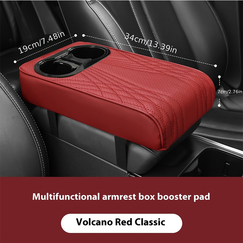 Universalna podizača kutije naslona za ruku automobila s zaštitnim poklopcem za držač čaše, kožna, prilagodljiva, ublažava naprezanje ruke