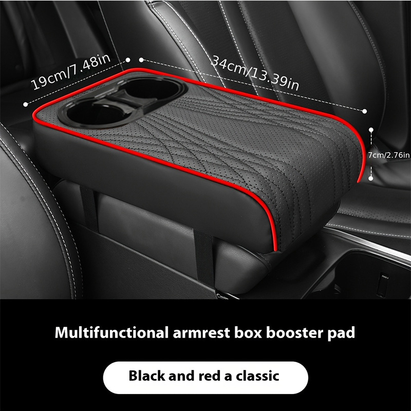 Universalna podizača kutije naslona za ruku automobila s zaštitnim poklopcem za držač čaše, kožna, prilagodljiva, ublažava naprezanje ruke
