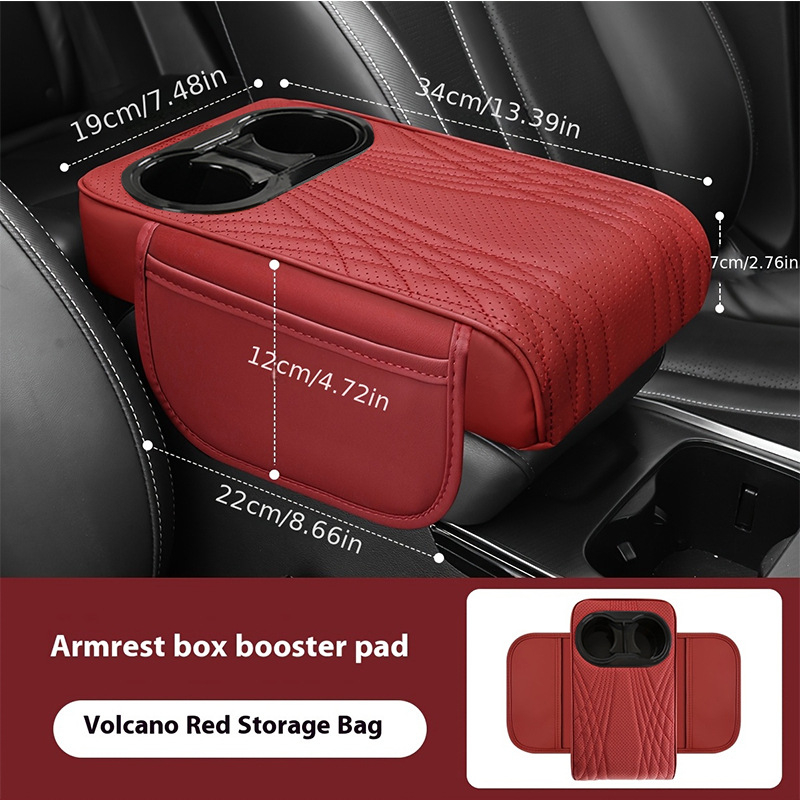 Universalna podizača kutije naslona za ruku automobila s zaštitnim poklopcem za držač čaše, kožna, prilagodljiva, ublažava naprezanje ruke