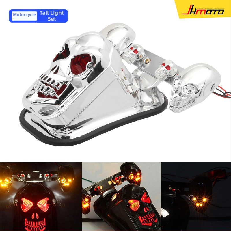 Motocyklové zadné svetlo so vzorom lebky, univerzálna kompatibilita — WD-654, 5W, 12V, LED