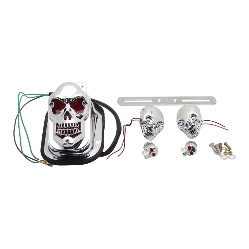 Zadnje svjetlo za motocikl s dizajnom lubanje, univerzalna kompatibilnost — WD-654, 5W, 12V, LED-ovi