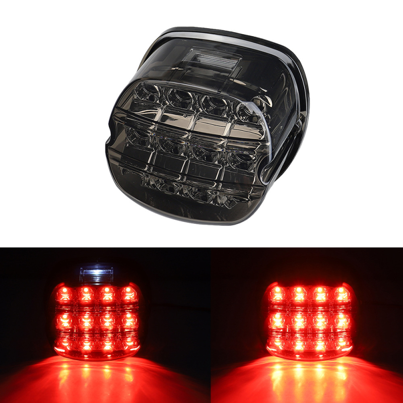 HT06 Stražnja svjetiljka za motocikl - LED, 12V, 2.4A, kućište PC, za Harley Road King FXDL 1999-2017