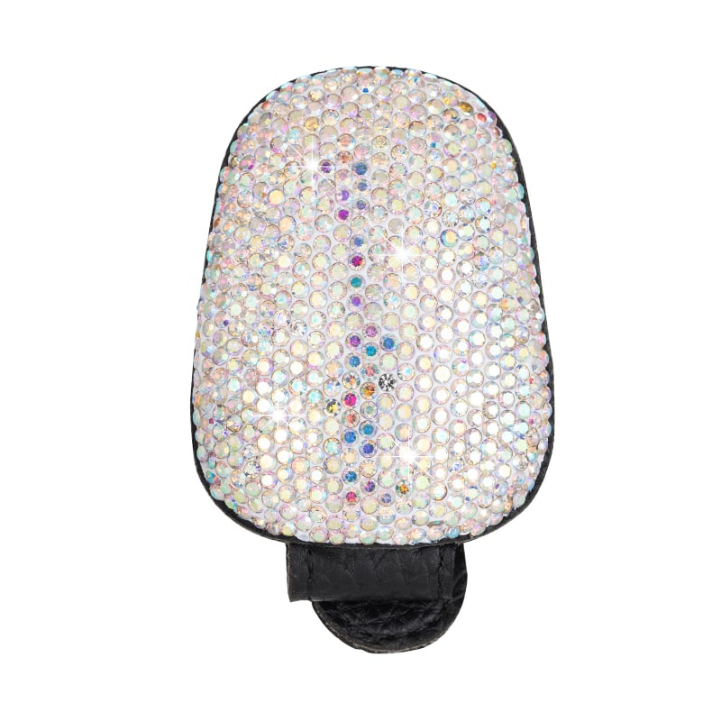 Автомобилен клип за очила с кристали и магнит – държи очила, разписки и билети; кожа; Dabond; код: Diamond-encrusted magnetic glasses clip