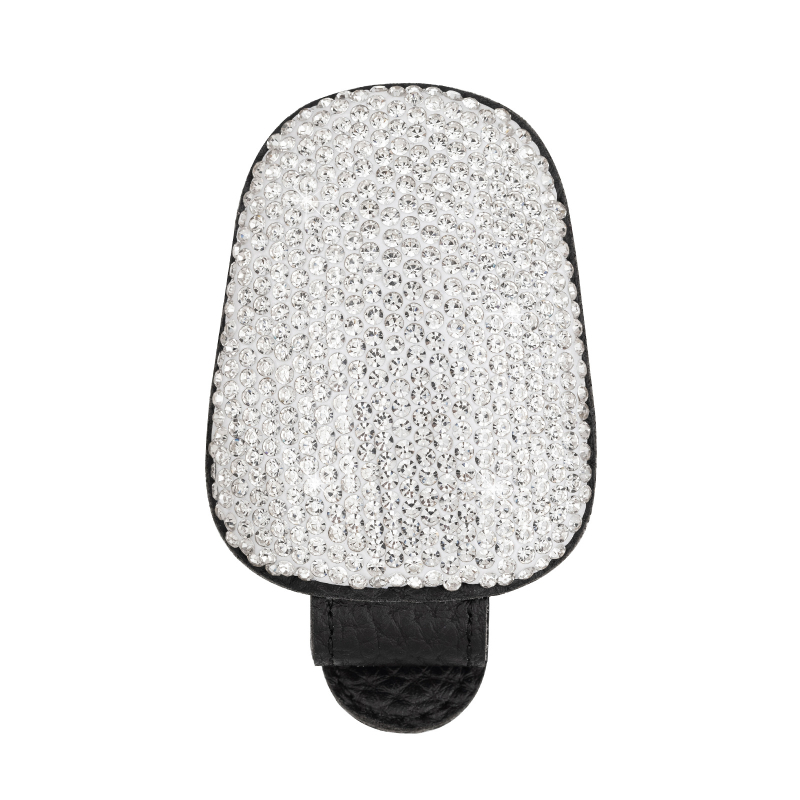 Автомобилен клип за очила с кристали и магнит – държи очила, разписки и билети; кожа; Dabond; код: Diamond-encrusted magnetic glasses clip