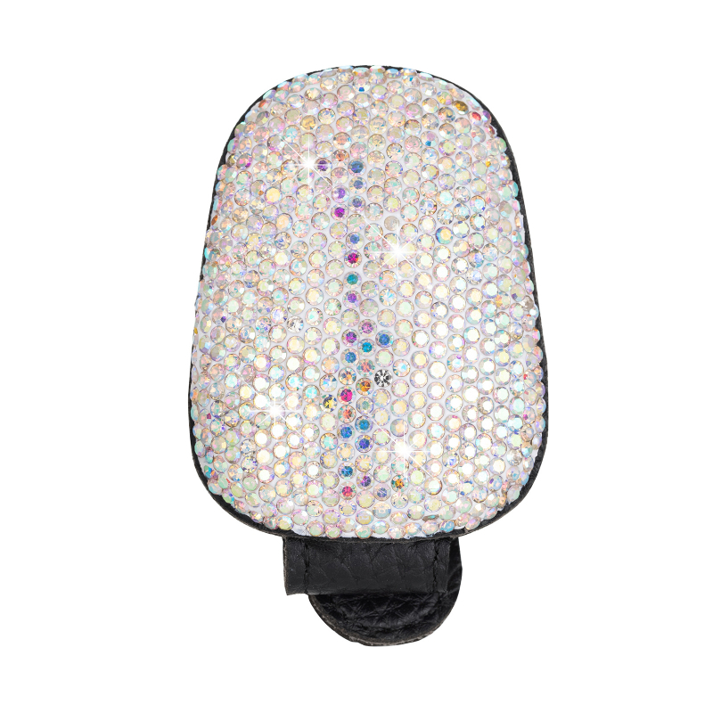 Автомобилен клип за очила с кристали и магнит – държи очила, разписки и билети; кожа; Dabond; код: Diamond-encrusted magnetic glasses clip