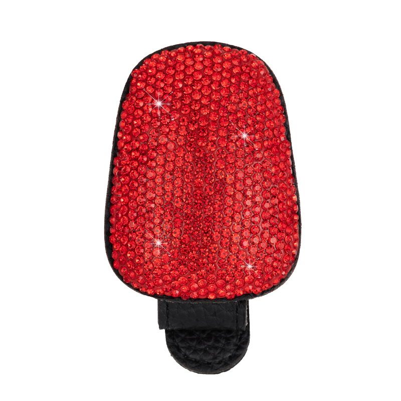 Автомобилен клип за очила с кристали и магнит – държи очила, разписки и билети; кожа; Dabond; код: Diamond-encrusted magnetic glasses clip