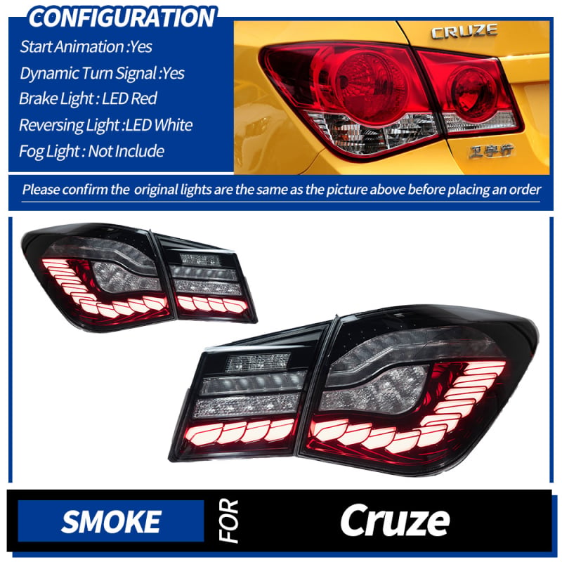LED stražnja svjetla za Chevrolet Cruze 09-14, stil zmajevih ljuskica, 35W, 12V, kompatibilno Cruze 09-14