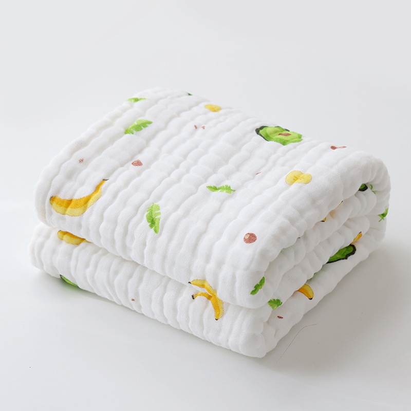 Csecsemő 12 réteg géz fürdőtörölköző – pamut, seersucker, rajzolt minta, 400–500 g