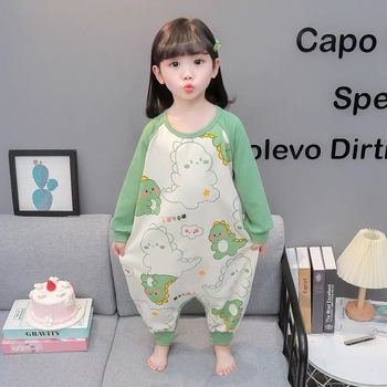 Lányos dinoszauruszos egyrészes pizsama corduroy anyagból nyúl szőrmével (81–90%), hosszú ujjú, újszülötteknek, tavasz–ősz, rajzfilmszerű stílus