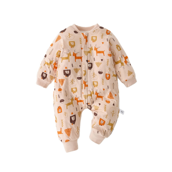 Vastag pamut alvózsák babáknak és kicsiknek, szétválasztható lábakkal a rúgások megelőzésére, állatmintás, belső bélés 100% pamut, töltet tiszta pamut