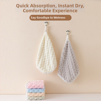 Πετσέτα κοραλλοφλίς με τετράγωνο μοτίβο συννεφιάς, ριβέν άκρη, απορροφητική για πρόσωπο και μωρό, 40 g, σειρά Princess