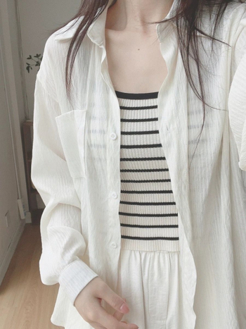 Cămașă din material Ice Silk, mâneci lungi, guler polo, amestec poliester-nylon