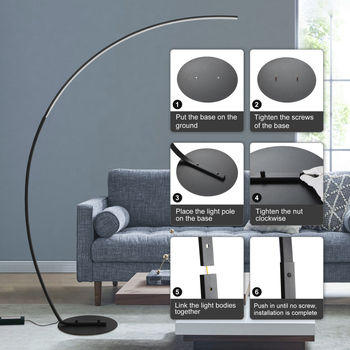 Görbült álló lámpa LED-es testtel, ABS árnyékoló, megvilágítási terület 10–15㎡, CRI ≥95 a nappaliba és hálószobába