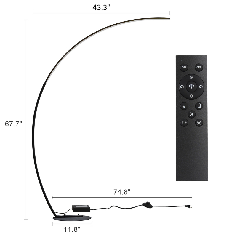 Görbült álló lámpa LED-es testtel, ABS árnyékoló, megvilágítási terület 10–15㎡, CRI ≥95 a nappaliba és hálószobába