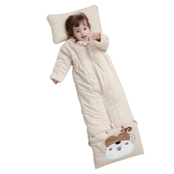 Gyerekeknek készült alvózsák ujj-stílusú takaróval, vastag külső és bélés 95% feletti pamutból, töltet poliészter-pamut, csíkos mintázat, téli–tavaszi–ősz, nedvesség-elvezetés, biztonsági osztály A, 3–8 éveseknek