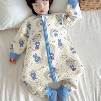 Dječja pidžama-onesie s flis podstavom, debeli zimski komfor za bebe i djecu – karikatura uzorak
