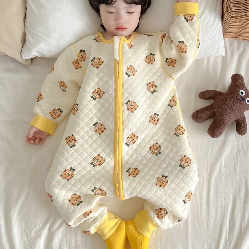 Dječja pidžama-onesie s flis podstavom, debeli zimski komfor za bebe i djecu – karikatura uzorak