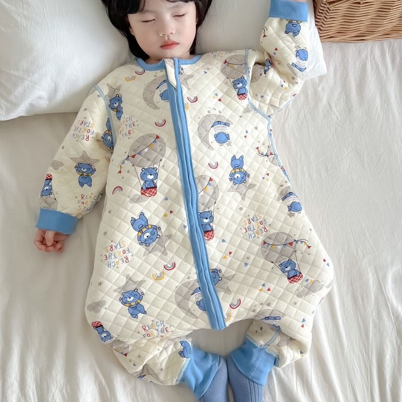 Dječja pidžama-onesie s flis podstavom, debeli zimski komfor za bebe i djecu – karikatura uzorak