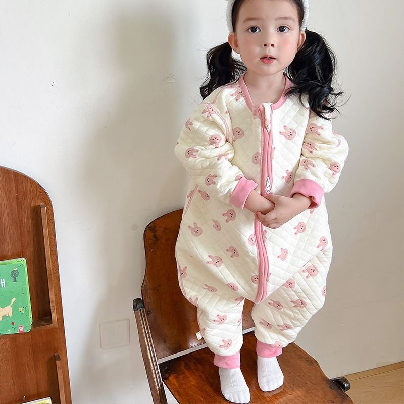 Dječja pidžama-onesie s flis podstavom, debeli zimski komfor za bebe i djecu – karikatura uzorak