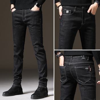 Muške traperice ravnog kroja, uski kroj, pamuk-elastan denim, fleece unutarnja podstava, za jesen