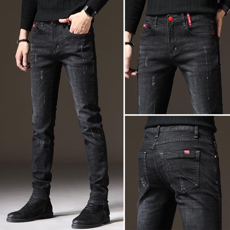 Muške traperice ravnog kroja, uski kroj, pamuk-elastan denim, fleece unutarnja podstava, za jesen