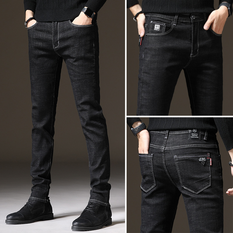 Muške traperice ravnog kroja, uski kroj, pamuk-elastan denim, fleece unutarnja podstava, za jesen