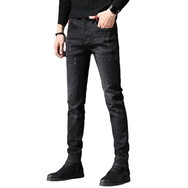 Muške traperice ravnog kroja, uski kroj, pamuk-elastan denim, fleece unutarnja podstava, za jesen