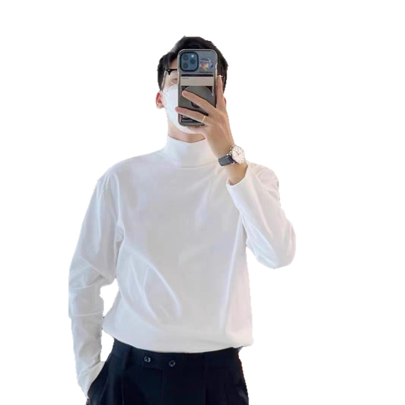 Muški debeli pamučni T‑shirt s dugim rukavima, pliš unutrašnjom, srednji ovratnik, zimski osnovni komad