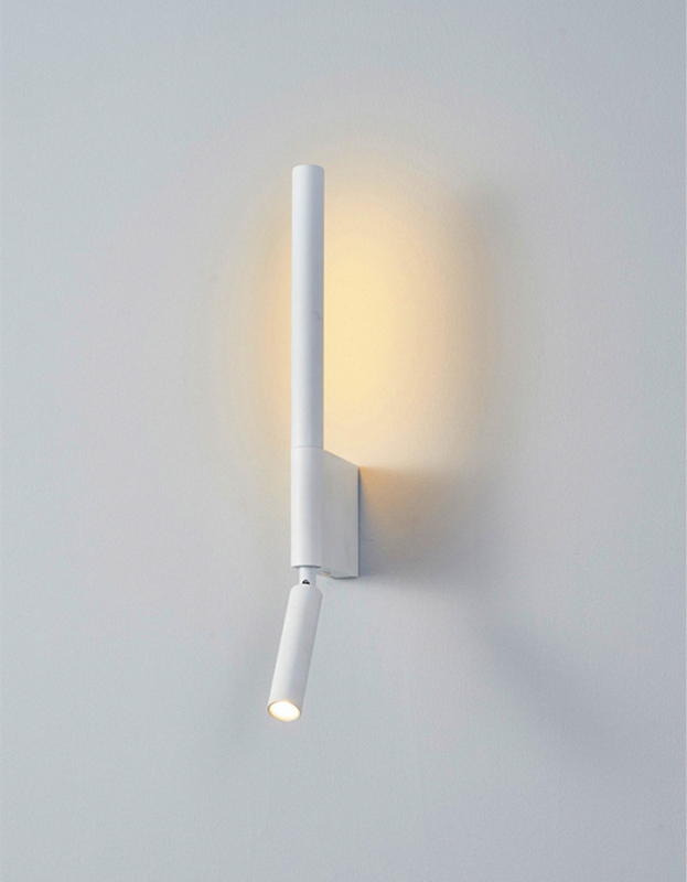 Zidna LED svjetiljka, nordijski stil, PVC sjenilo, aluminijsko tijelo, kružni prekidač
