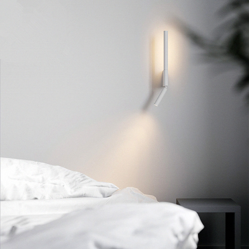 Zidna LED svjetiljka, nordijski stil, PVC sjenilo, aluminijsko tijelo, kružni prekidač