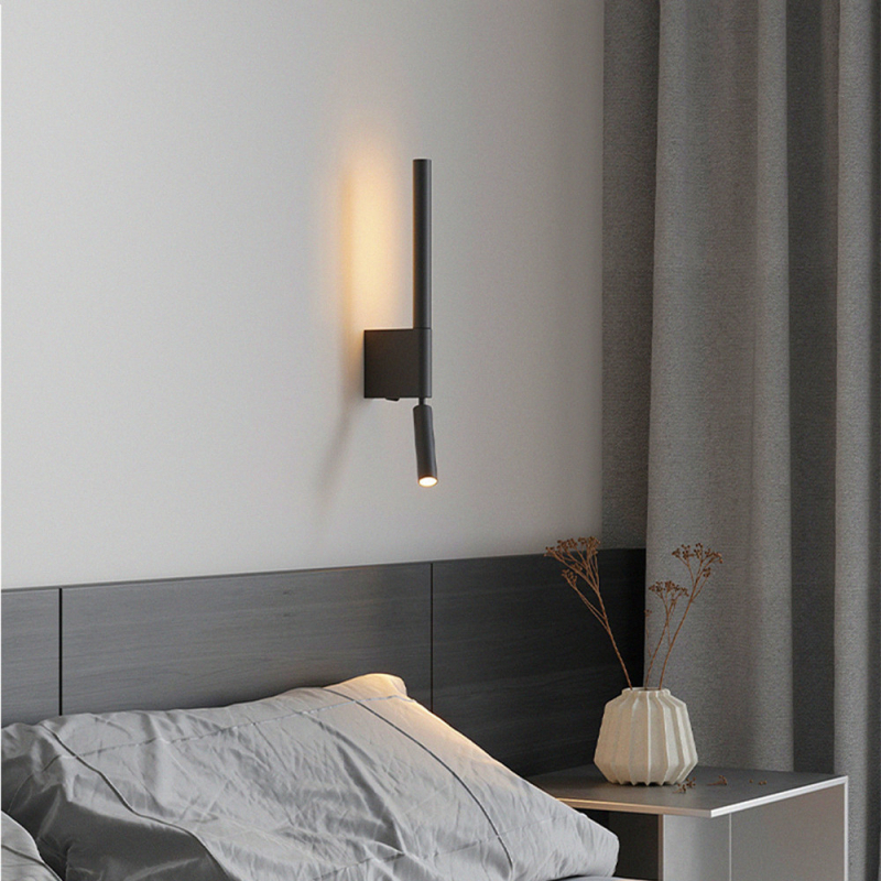 Zidna LED svjetiljka, nordijski stil, PVC sjenilo, aluminijsko tijelo, kružni prekidač