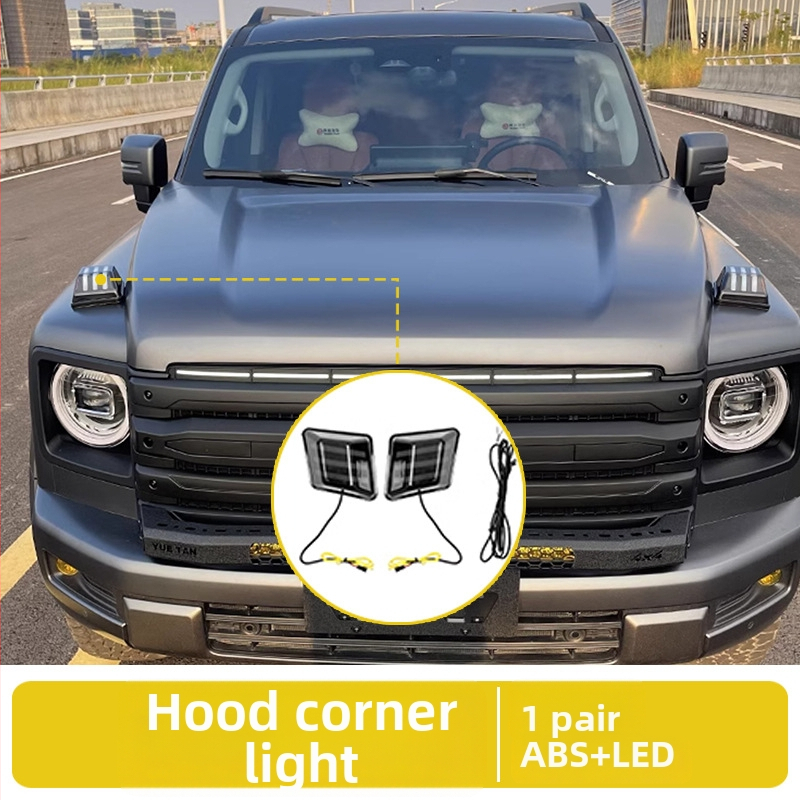 Accesoriu exterior decorativ de iluminare pentru Haval H9 – model cu grilă de iluminare, ABS; iluminare capac motor, semnal de viraj în flux, far de zi