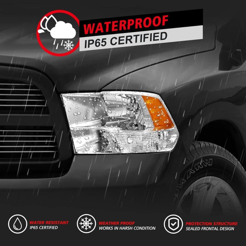 Prednja svjetla Dodge Ram 2009-2018 (Ram 1500/2500/3500), halogena, 12V, 55W, 6000 lm, IP68