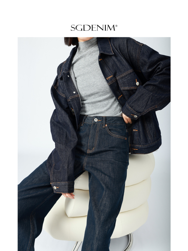 Traperice visokog struka, širokih nogavica, dugačke do poda, denim, 90-95% pamuka, enzimsko pranje, jesen-zima 2025, elegantan poslovni stil