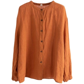 Bluza od pamuk-linen, književno retro stil, okrugli ovratnik, dugi rukavi, široka silueta