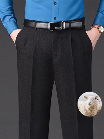 Ανδρικά παντελόνια για επιχειρηματικό στυλ, ίσια γραμμή, χειμερινά, με 85% μαλλί