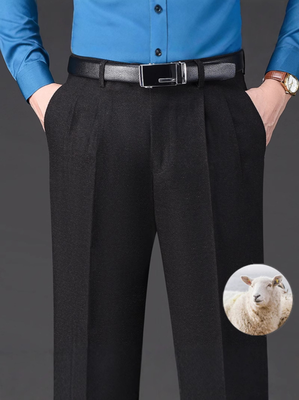 Ανδρικά παντελόνια για επιχειρηματικό στυλ, ίσια γραμμή, χειμερινά, με 85% μαλλί