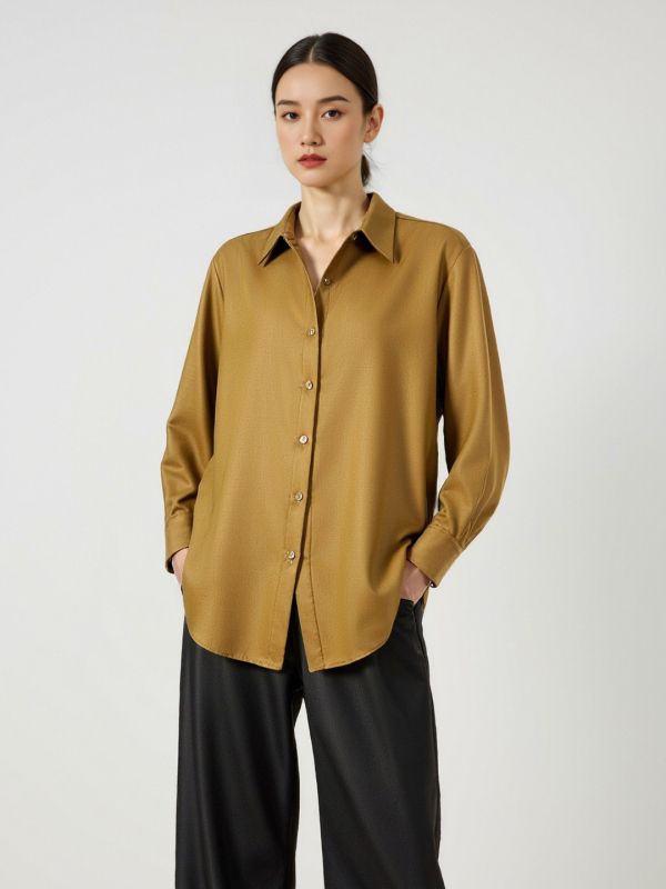 Košulja od vune (95%+ vuna), unisex, dugi rukavi, rever ovratnik, udoban kroj