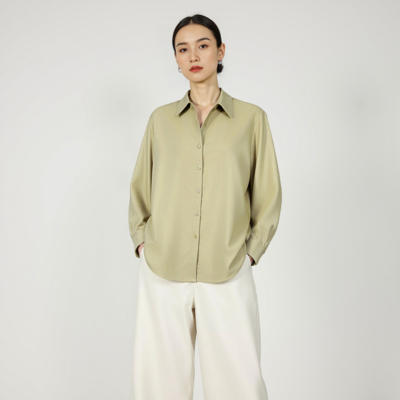 Košulja od vune (95%+ vuna), unisex, dugi rukavi, rever ovratnik, udoban kroj