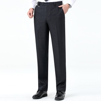 Ανδρικά μάλλινα επίσημα παντελόνια, χειμώνας, φαρδιά γραμμή, ανθεκτικά στις ζάρες, 65% μαλλί