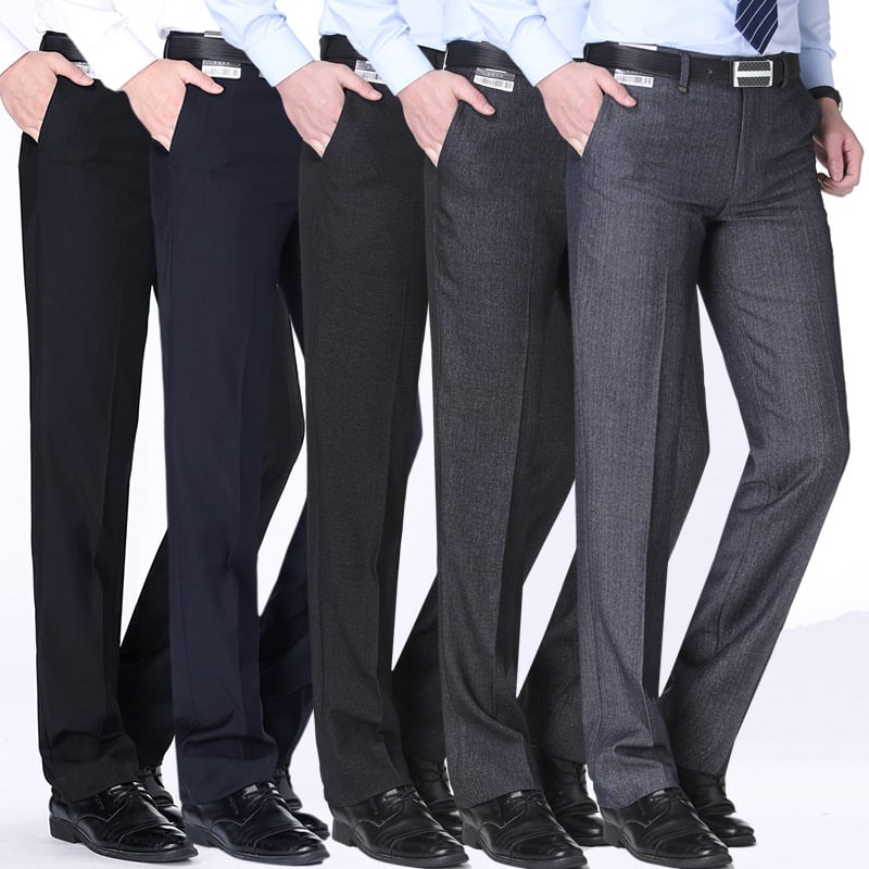 Ανδρικά μάλλινα επίσημα παντελόνια, χειμώνας, φαρδιά γραμμή, ανθεκτικά στις ζάρες, 65% μαλλί