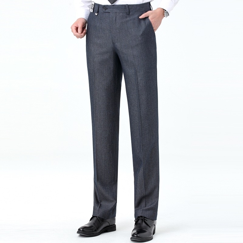 Ανδρικά μάλλινα επίσημα παντελόνια, χειμώνας, φαρδιά γραμμή, ανθεκτικά στις ζάρες, 65% μαλλί