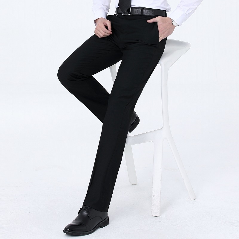 Ανδρικά μάλλινα επίσημα παντελόνια, χειμώνας, φαρδιά γραμμή, ανθεκτικά στις ζάρες, 65% μαλλί